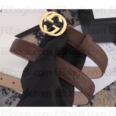 Gucci Width 2.5cm Signature Leather Belt Brown with Interlocking G Buckle