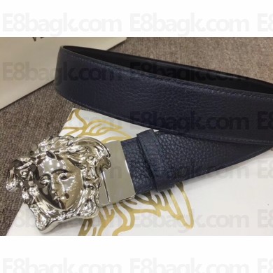 Versace Width 4cm Palazzo Belt Dark Blue With Medusa Buckle