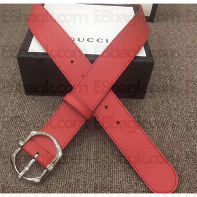 Gucci Width 4cm Leather Belt Red with Square Buckle