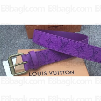 Louis Vuitton Width 3.5cm Monogram Denim Signature Belt Purple 2019