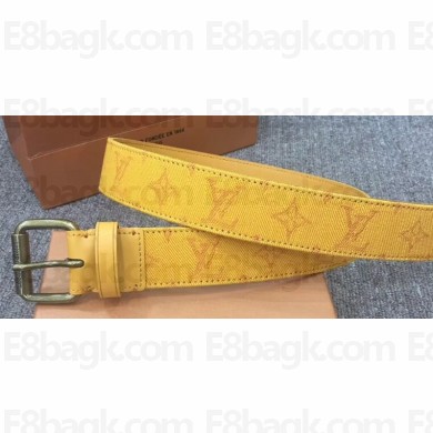 Louis Vuitton Width 3.5cm Monogram Denim Signature Belt Yellow 2019