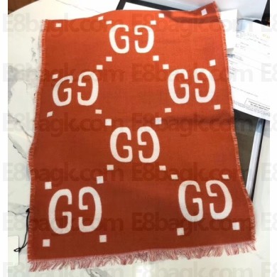 Gucci GG Jacquard Wool Scarf 495592 192x37cm Orange/White