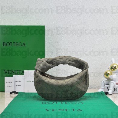Bottega Veneta suede leather mini jodie top handle bag army green 2023