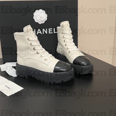 chanel lambskin quilting boots white 2023