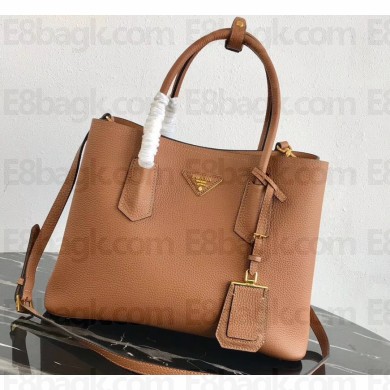 Prada Grained Leather Double Medium Tote Bag 1BG775/1BG008 Khaki
