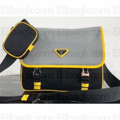 Prada Nylon Shoulder Bag 2VD769 Gray/Yellow/Black 2019