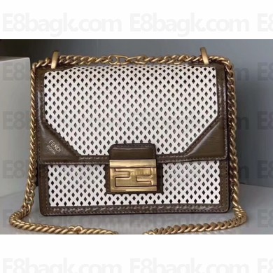Fendi Perforated Mini Kan U Bag White 2019