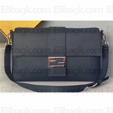 Fendi Romano Leather Extra Large Baguette Belt Bag Dark Blue 2019