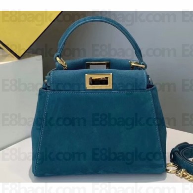 Fendi Suede Peekaboo Iconic XS Mini Bag Blue
