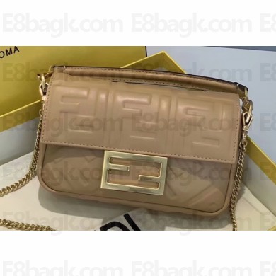 Fendi All-Over FF Motif Leather Mini Baguette Bag Beige 2019