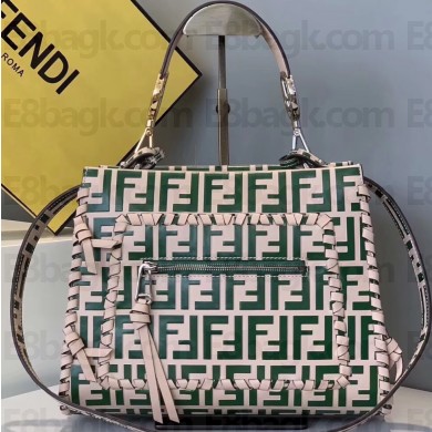 Fendi Small Runaway Shopper Bag FF Logo Braided Green