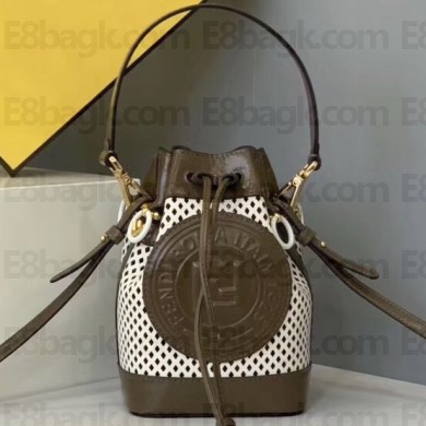 Fendi Perforated Mon Tresor Bucket Mini Bag White 2019