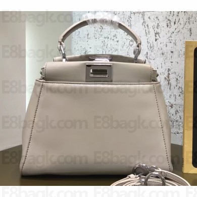 Fendi Leather Peekaboo Iconic Mini Bag Off White