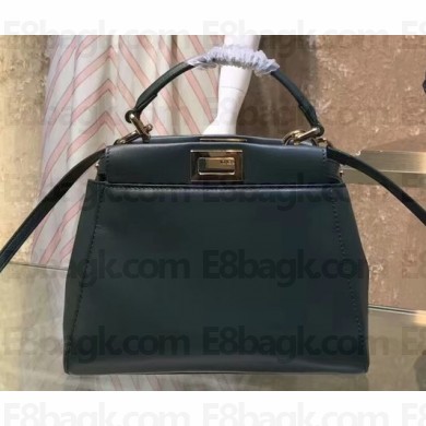 Fendi Leather Peekaboo Iconic Mini Bag Green