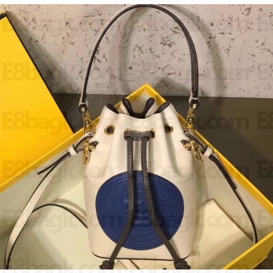 Fendi Stamp Mon Tresor Mini Bucket Bag White/Blue