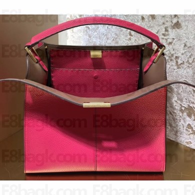 Fendi Roman Leather Peekaboo X-Lite Medium Bag Fuchsia