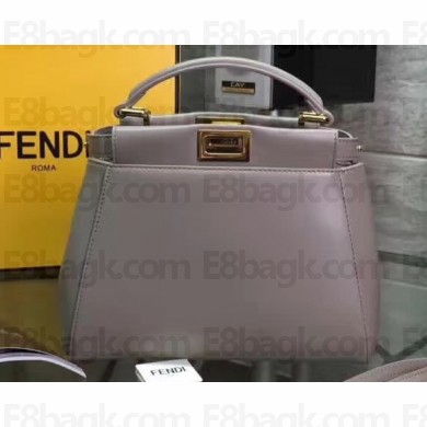Fendi Leather Peekaboo Iconic Mini Bag Gray