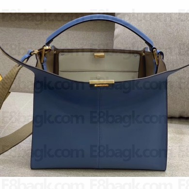 Fendi Leather Peekaboo X-Lite Medium Bag Blue