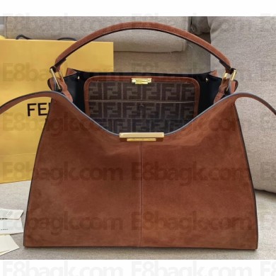 Fendi Suede Peekaboo X-Lite Large Bag Brown