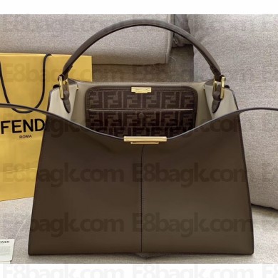 Fendi Leather Peekaboo X-Lite Large Bag Etoupe/FF Logo