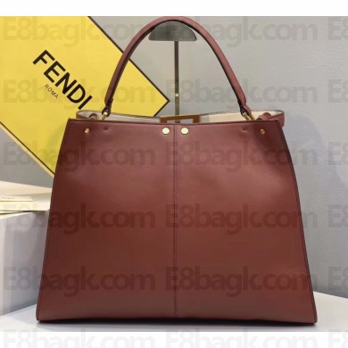 Fendi Leather Peekaboo X-Lite Large Bag Red