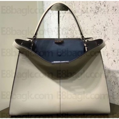 Fendi Leather Peekaboo X-Lite Large Bag White