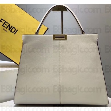 Fendi Leather Peekaboo X-Lite Large Bag White/FF Logo