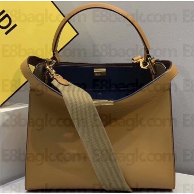 Fendi Leather Peekaboo X-Lite Medium Bag Khaki