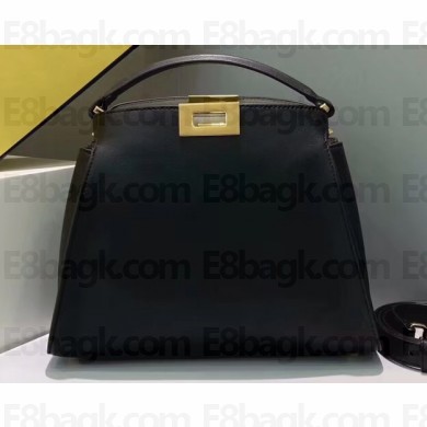 Fendi Leather Peekaboo Iconic Essentially Medium Bag Black/Gold