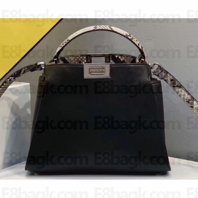 Fendi Leather Peekaboo Iconic Essentially Medium Bag Black/Python