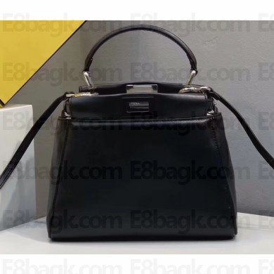 Fendi Leather Peekaboo Iconic Mini Bag So Black