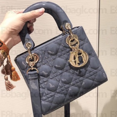 Lady Dior Small Bag in Cannage Patent Gray