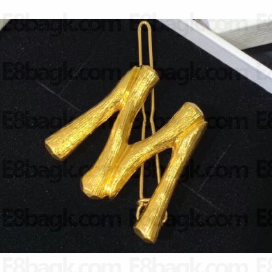 Celine Alphabet M Brass Twig-Shaped Hair Accessory