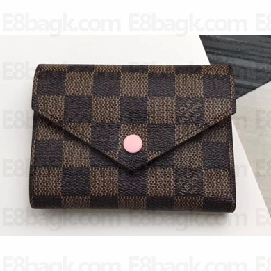 Louis Vuitton Victorine Wallet Damier Ebene Canvas N61700 Rose Ballerine