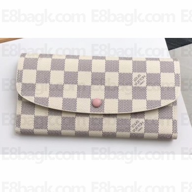 Louis Vuitton Emilie Wallet Damier Azur Canvas N41625 Rose Ballerine