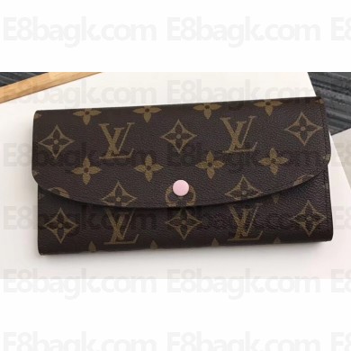 Louis Vuitton Emilie Wallet Monogram Canvas M61289 Rose Ballerine