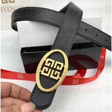 Givenchy Width 3.5cm Leather Belt with 4G Buckle Black
