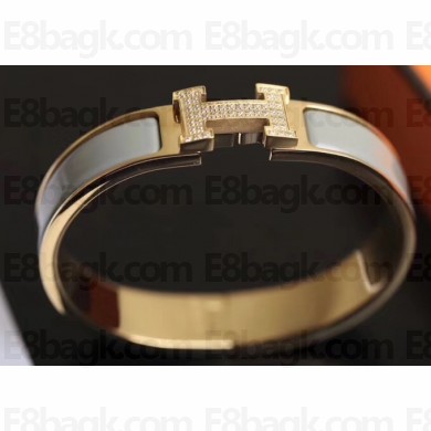 Hermes Crystal Clic H Narrow Bracelet Yellow Gold H18