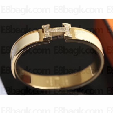 Hermes Crystal Clic H Narrow Bracelet Yellow Gold H20