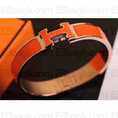 Hermes Clic H Narrow Bracelet Orange/Pink Gold