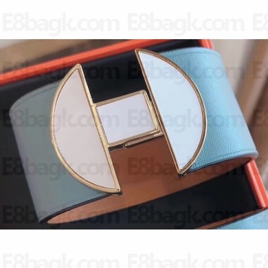 Hermes 2002 Manchette Wide Bracelet Blue