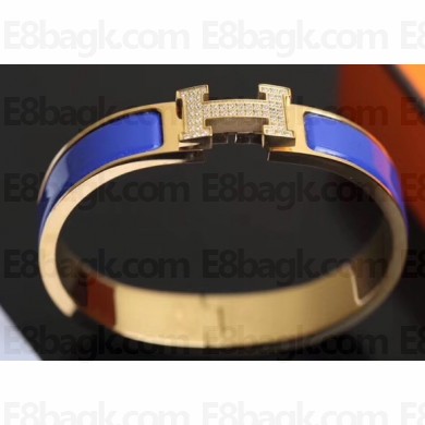 Hermes Crystal Clic H Narrow Bracelet Yellow Gold H04