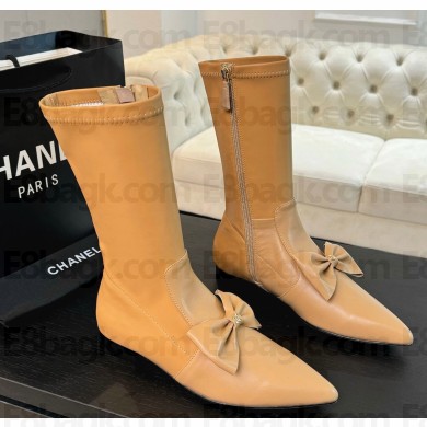 Chanel middle Boots Stretch Lambskin & Lambskin beige G45911 1105-2024