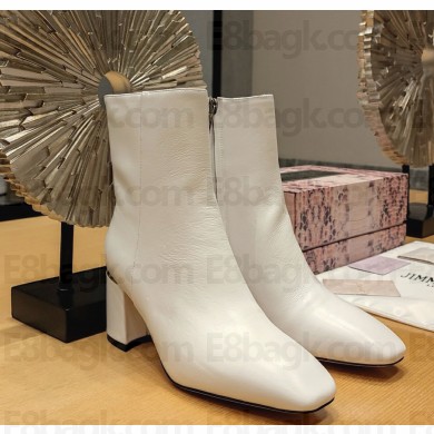 Jimmy Choo Heel 6.5cm calfskin Ankle Boots white 1105-2024