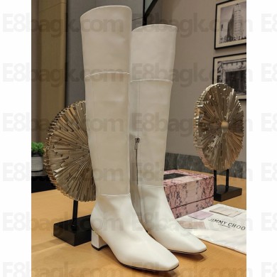 Jimmy Choo Heel 6.5cm calfskin thigh Boots white 1105-2024