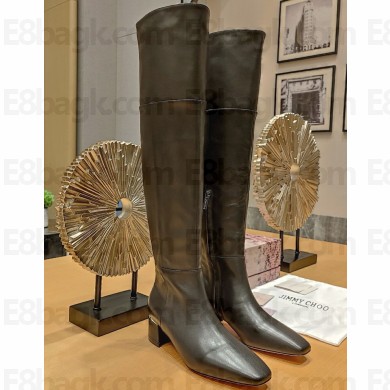 Jimmy Choo Heel 6.5cm calfskin thigh Boots Black 1105-2024