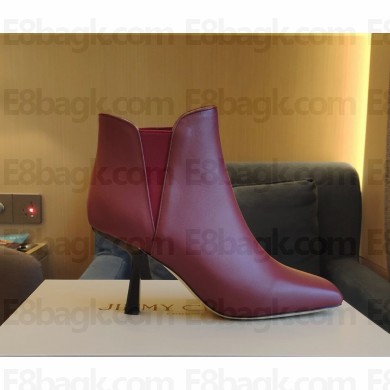 Jimmy Choo Marcelin 85 leather ankle boots in burgundy 1105-2024