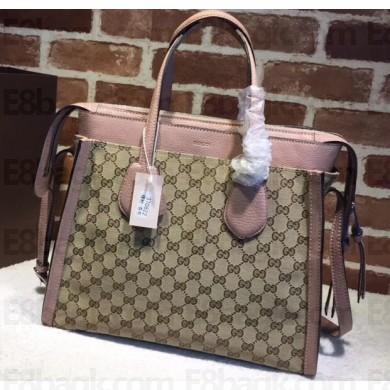 Gucci Ramble Layered GG Canvas Medium Tote Bag 370822 Nude Pink