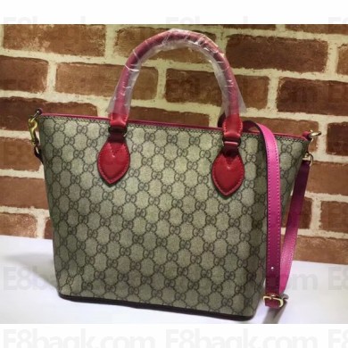 Gucci GG Supreme Canvas Small Tote Bag 432124 Red/Fuchsia