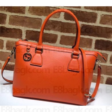 Gucci Interlocking G Charm Leather Tote Bag 449659 Orange